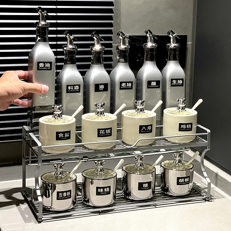 轻奢调味罐套装厨房家用高级感陶瓷调料盒高端调料罐调料瓶全套