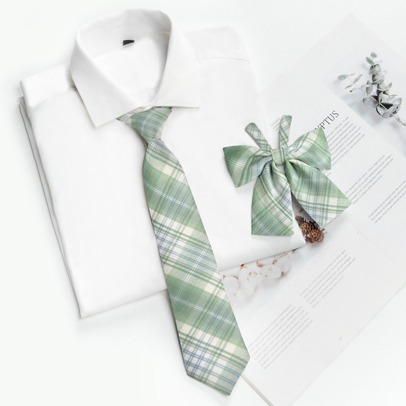 雪松jk绿色领带女学院风