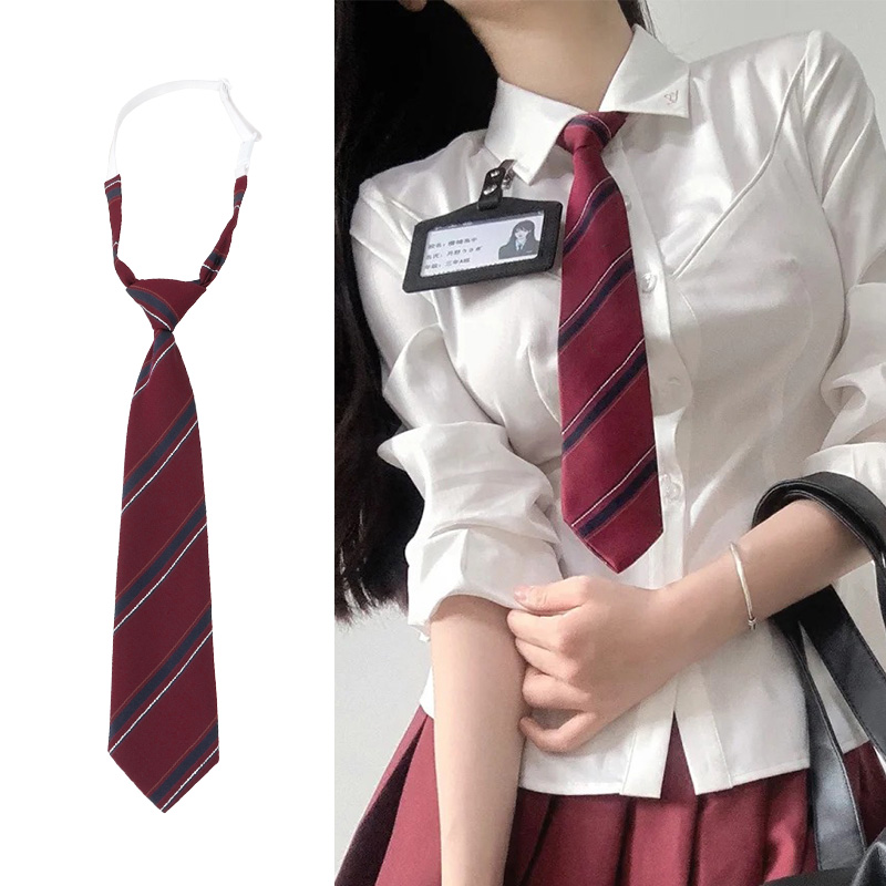 酒红色领带女学院风日系jk