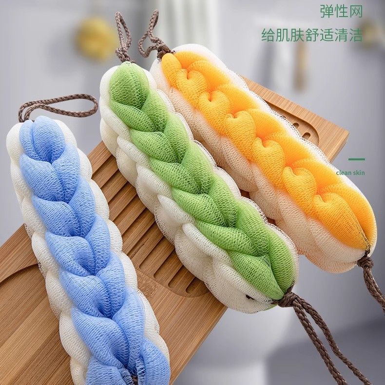 加大加粗浴条拉背条不散耐用长条式沐浴花球超柔洗澡搓背神器泡泡