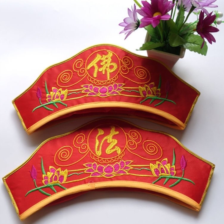 五佛冠佛法帽,五冠佛,毗卢帽配用五佛冠五佛帽佛法僧法衣绣花