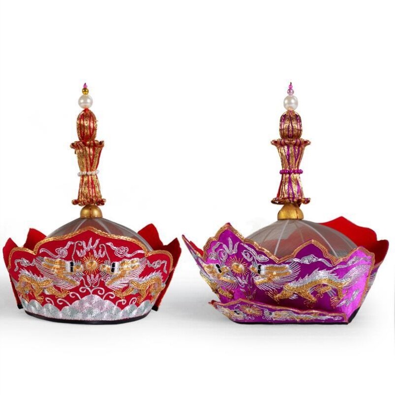 南尘毗卢帽法师帽高档五佛冠法会用品僧帽纯手工刺绣带铁皮桶