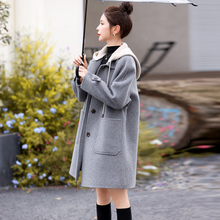 灰色双面呢子羊绒大衣女2024新款秋冬高级感中长款小个子毛呢外套