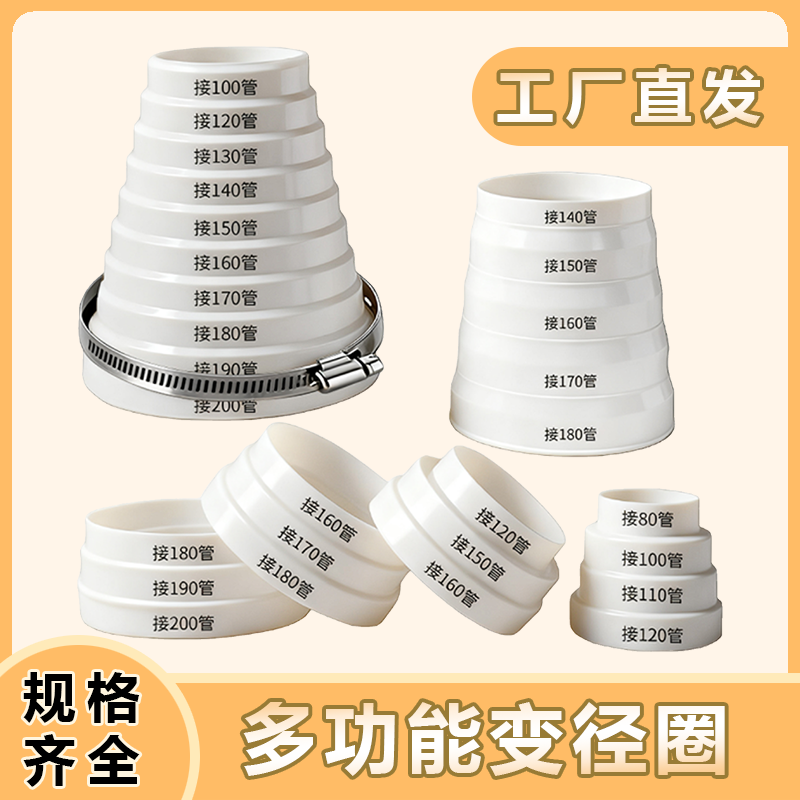 抽油烟机排烟管变径圈排风管转换头变径接头大小头转接头加厚配件