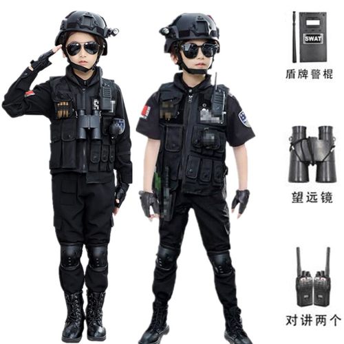 儿童特警服军人套装道具男女夏季