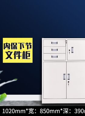 偏三斗内保办公铁皮柜文件柜抽屉带锁资料档案柜子保险柜密码书柜