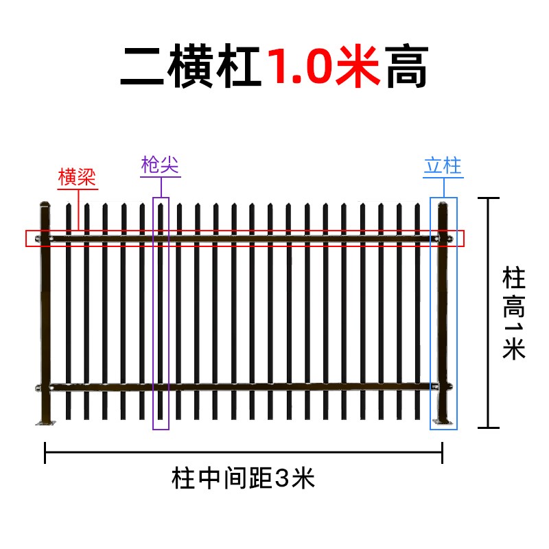 锌钢围墙护栏围栏户外庭院别墅铁艺栅栏小区农村院墙隔离防护栏杆