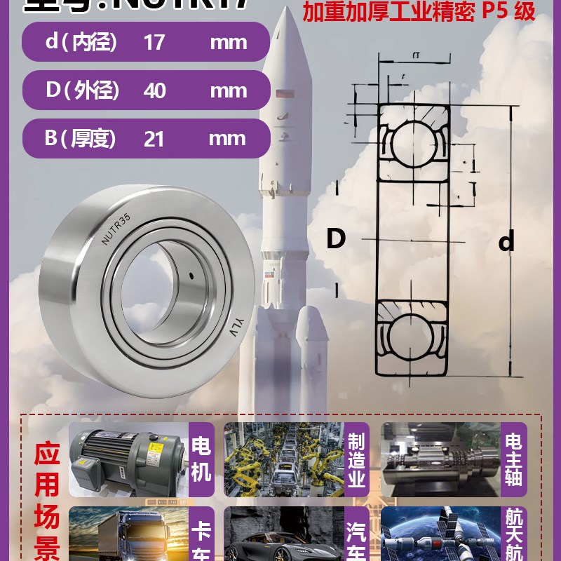 进口支撑滚针滚轮轴承NUTR1542 1747 2052 2562 3072 45 50 A