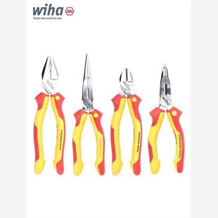 进口绝缘省力尖嘴钳钢丝钳斜口钳工具 wiha威汉钳子电工专用原装