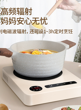 美菱多功能电陶炉白色米白色新款家电烹饪锅具配备陶瓷面板