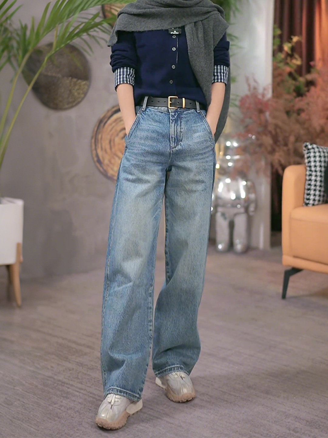 覆古直筒加绒牛仔裤女冬季2025年新款大码高腰显瘦宽松时尚阔腿裤,女装/女士精品,大码裤装,淘宝优惠券,粉丝福利购,淘宝优惠卷