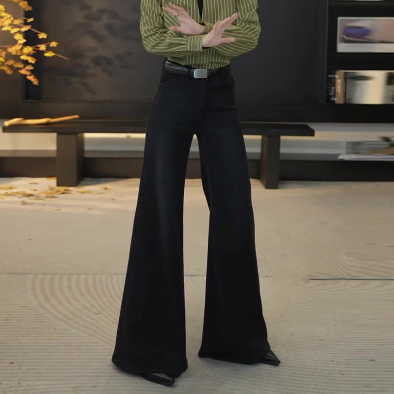 巨好看的微喇牛仔裤女秋冬2025新款加绒加厚显瘦宽松拖地喇叭裤子,女装/女士精品,大码裤装,淘宝优惠券,粉丝福利购,淘宝优惠卷