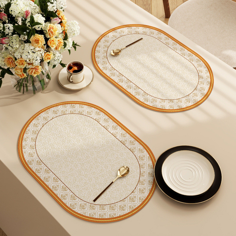 17ZZTY美式餐垫隔热防水防油皮革西餐垫家用椭圆形餐桌垫简约杯垫