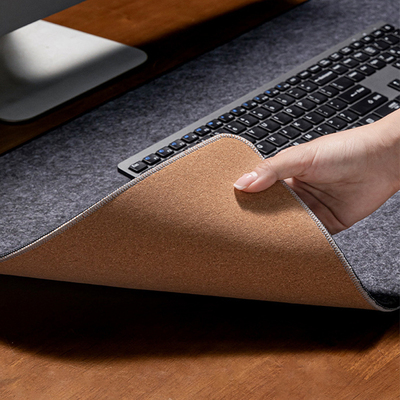 超大号软木毛毡鼠标垫简约办公电脑桌垫加厚键盘垫高级感滑鼠垫子