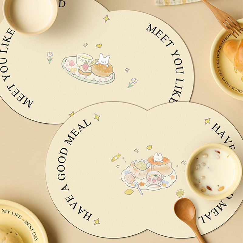 17ZZTY可爱面包兔餐桌垫防水防油隔热垫子耐高温吃饭餐垫卡通杯垫