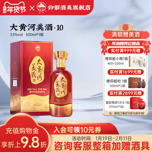 仰韶大黄河美酒10 白酒整箱6瓶单瓶500ml礼盒装53度高度纯粮食酒