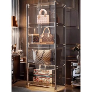 包包收纳神器透明展示柜家用收纳盒防尘落地带灯奢侈品置物包包架