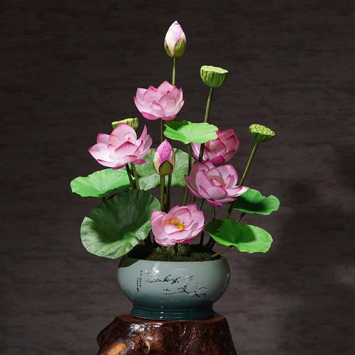 高档荷花仿真花寺庙佛前供佛装饰