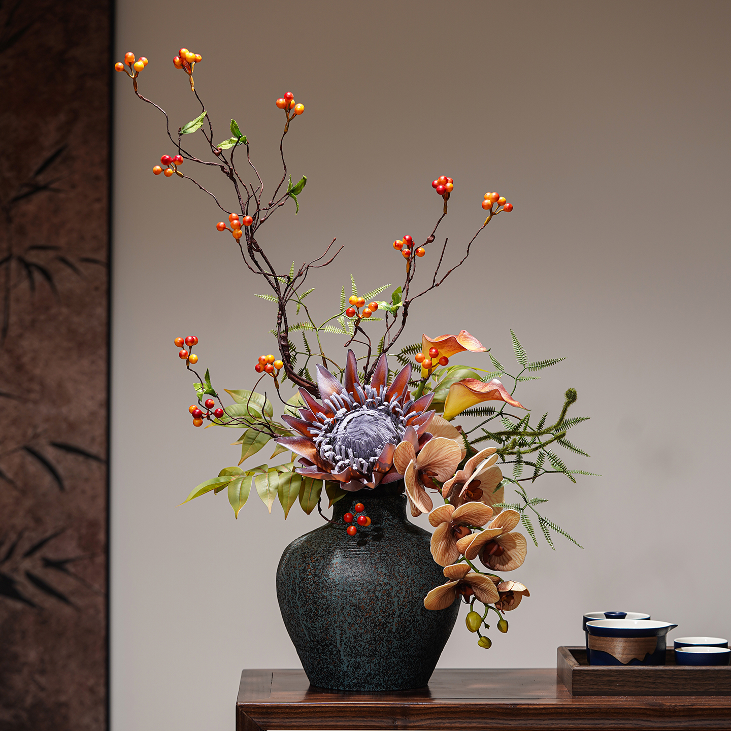 诧寂风花艺仿真花摆件