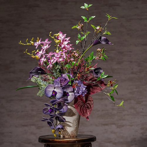 诧寂风假花装饰插花客厅新中式