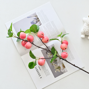 逼真苹果仿真花新年装饰花树枝果实假花客厅插花干花摆设平安喜乐