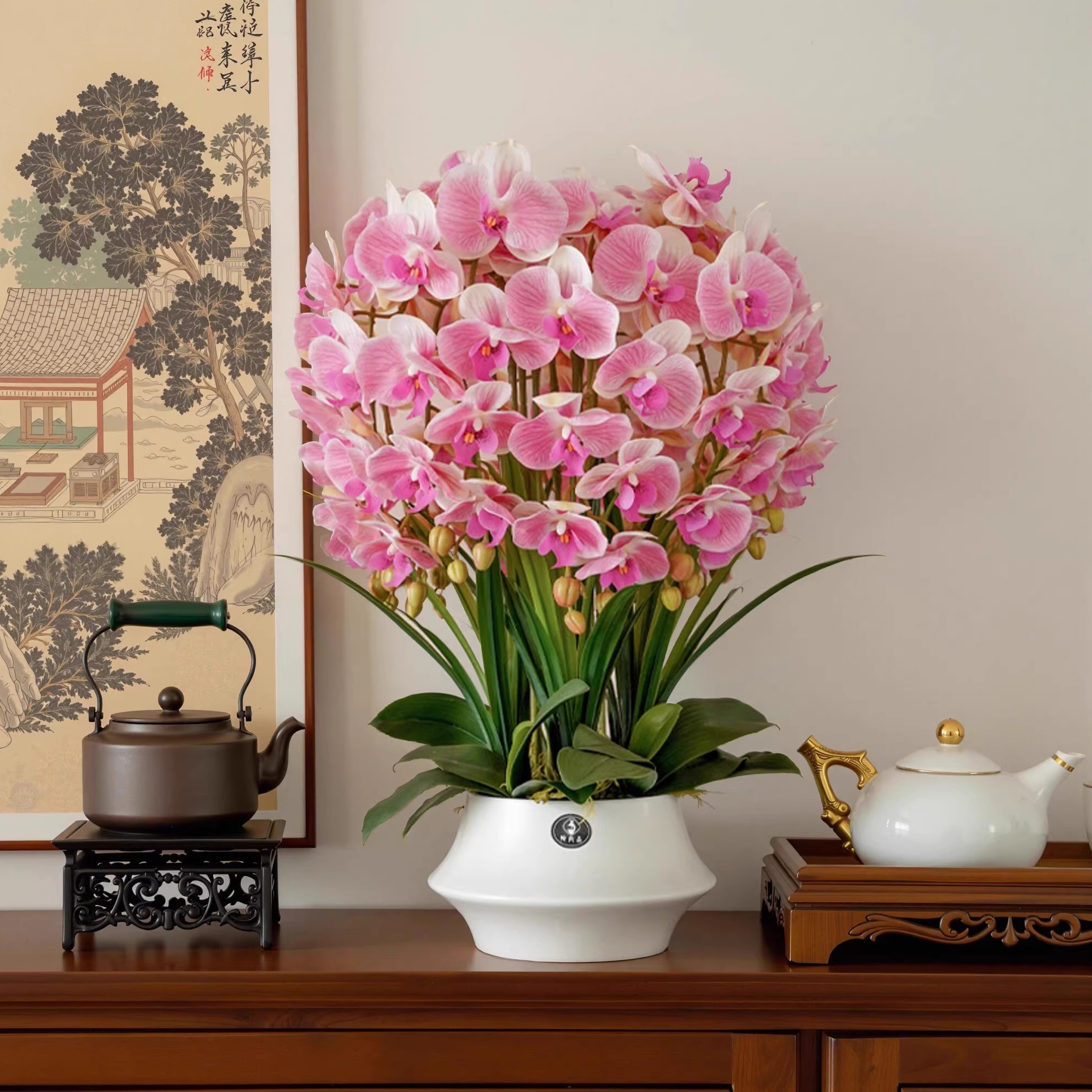 高档仿真蝴蝶兰桌面假花装饰高端轻奢客厅装