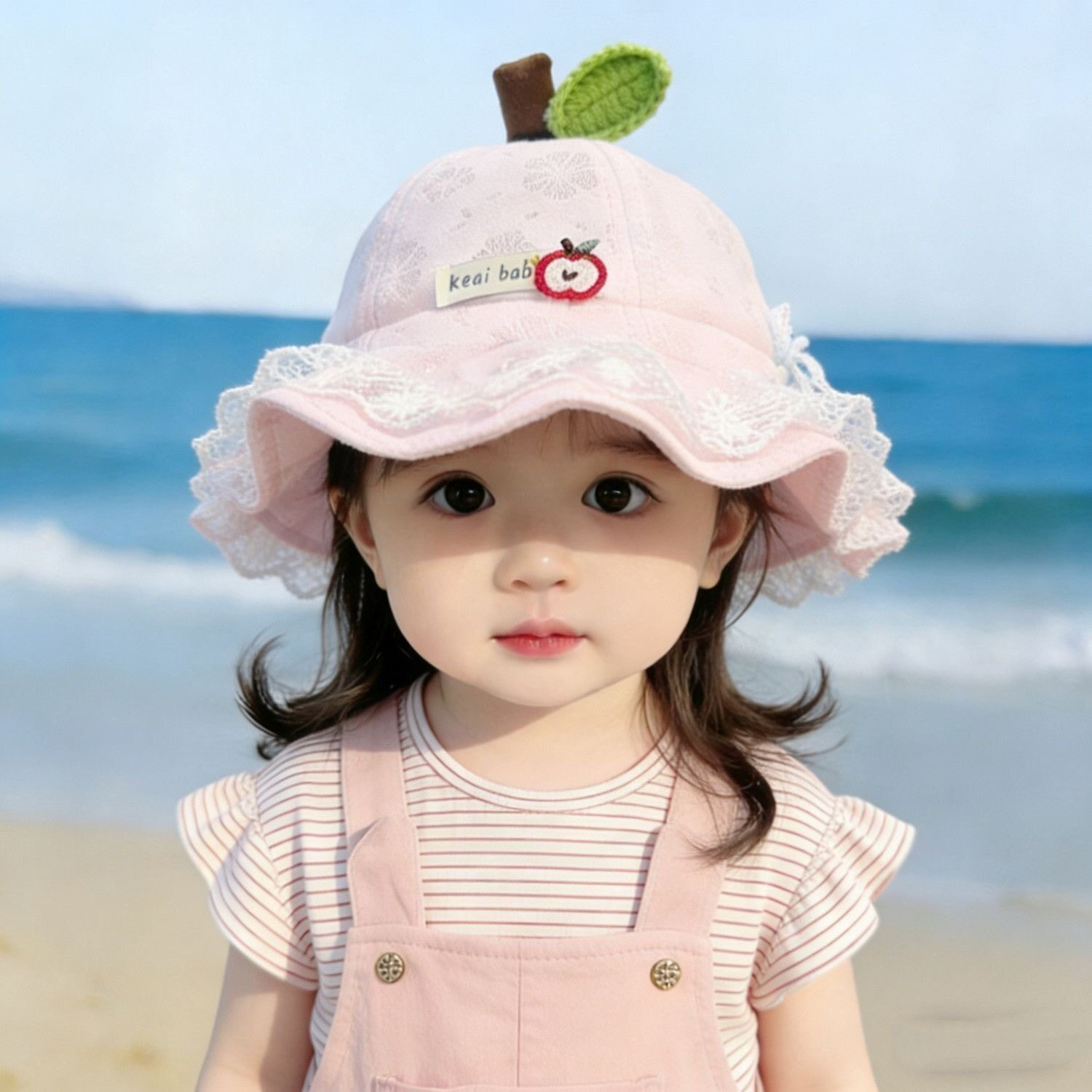 婴幼儿帽子春夏薄款女童1-3岁蕾丝公主渔夫帽遮阳防晒宝宝盆帽夏图片