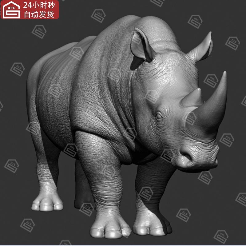 zbrush野生动物犀牛3d模型stl素材可打印高精度高模三维模型ztl