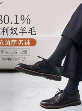 男士袜子冬季美利奴羊毛袜男中筒抗菌消臭四季通用商务休闲绅士袜