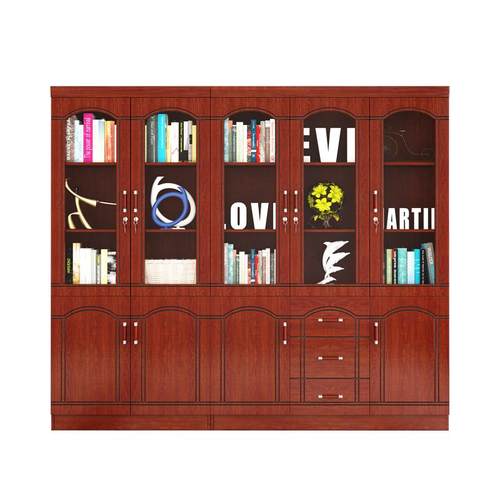 办公室文件柜书柜带玻璃门储档案物资料8362柜带锁木质落地实柜木