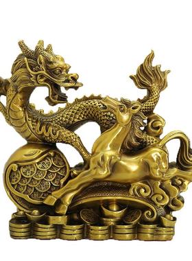 纯铜龙马精摆一件马当先神马到成生肖金钱龙功家居办公室工325881