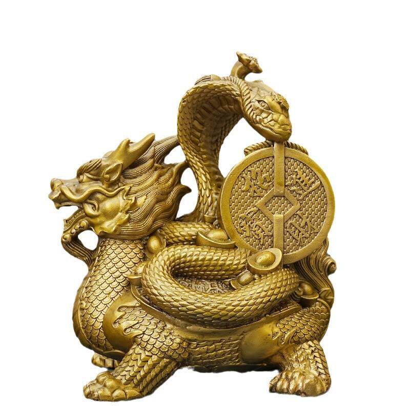 铜龙龟黄铜玄武神兽摆件铜龟蛇招财进家居玄关公室工艺品礼物