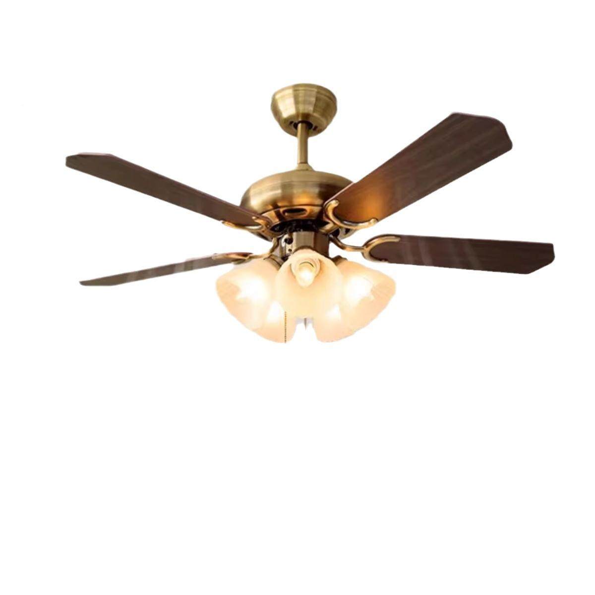 美灯风扇餐厅吊扇灯一式体简约吸顶吊灯扇客厅卧室玻璃复古灯具