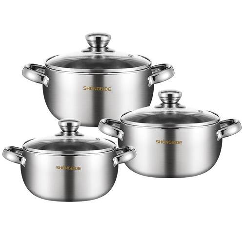 锅具套装锅汤件不锈钢明珠锅六件厨房烹饪套锅三件套套锅pot