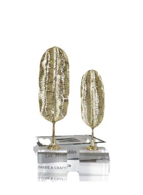 金属芭饰蕉叶办子软装品公BJ00081/室书房书柜水品晶工艺摆设创意