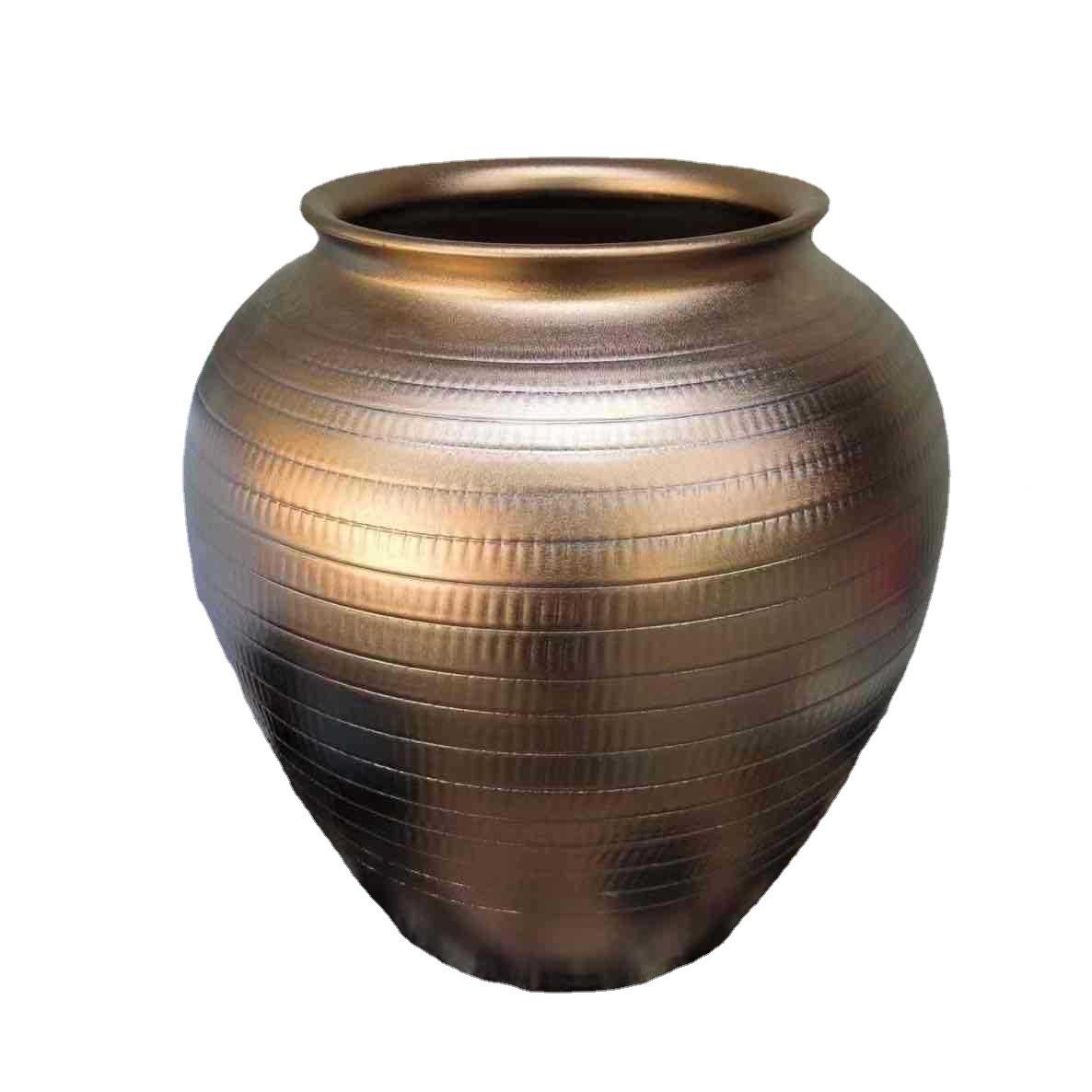 金色陶瓷花酒瓶面地大号插花器SNV干桌枝陶罐店样板房玄落关装饰