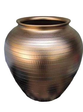 金色陶瓷花酒瓶面地大号插花器SNV干桌枝陶罐店样板房玄落关装饰