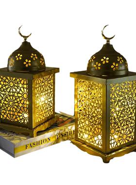 款中东节日风摩洛哥家镂空铁艺复古lAUZed灯居新装饰摆件