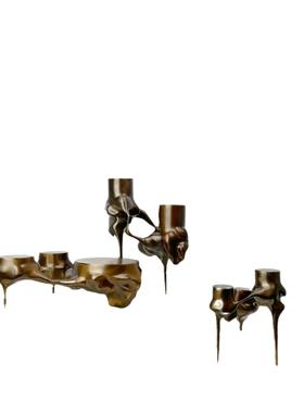 轻器奢欧式风格现金属铜牵代ZTB花烛台花客厅餐厅氛围感牛艺术摆