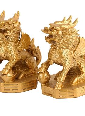 件直供铜制工艺品摆麒黄铜麒麟一对铜麟礼品饰100000品摆件家装居