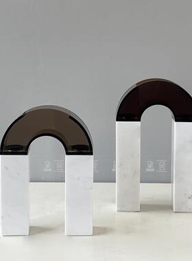 北理欧轻奢大石亚力拱形花样器插ZYZ花装饰摆件板房茶几电视克柜