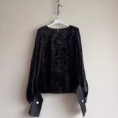 上衣新款 561法式 蕾丝衫 外贸原单春秋女装 镂空百搭气质雪纺衬衫 女