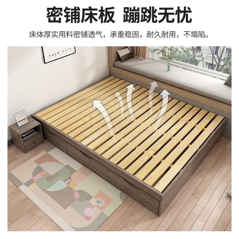香港包邮无靠背床无床头床高箱储物收纳现代简约落地日式地台矮双