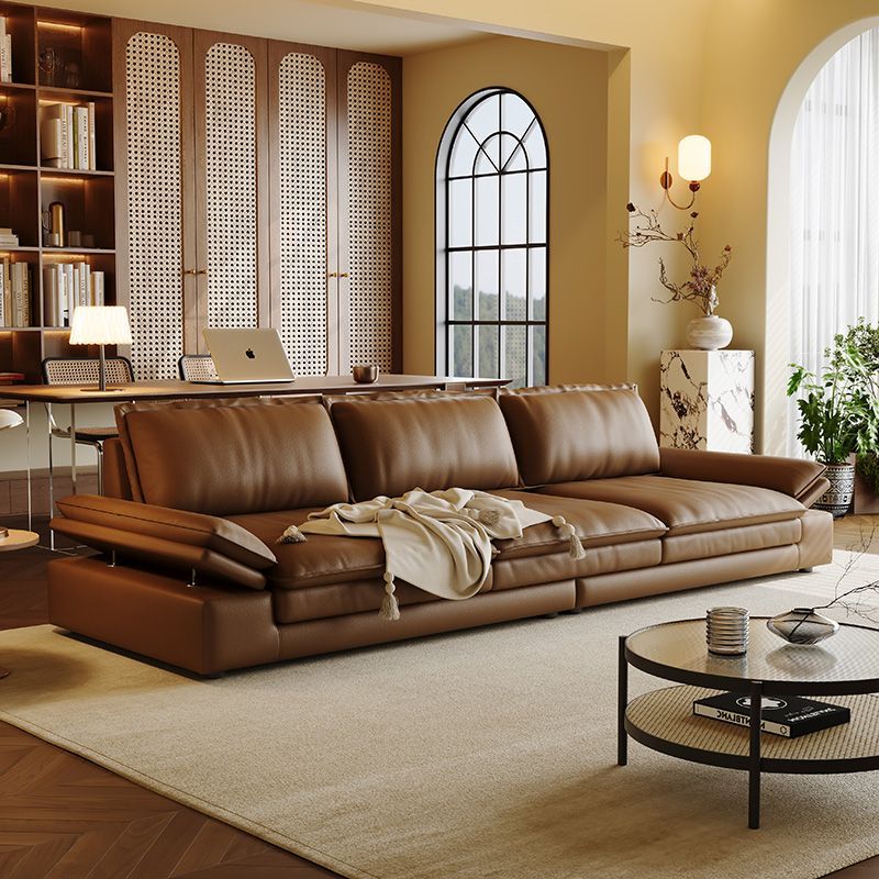 意式轻奢科技布沙发客厅小户型可调节超宽坐深乳胶极简皮沙发组合