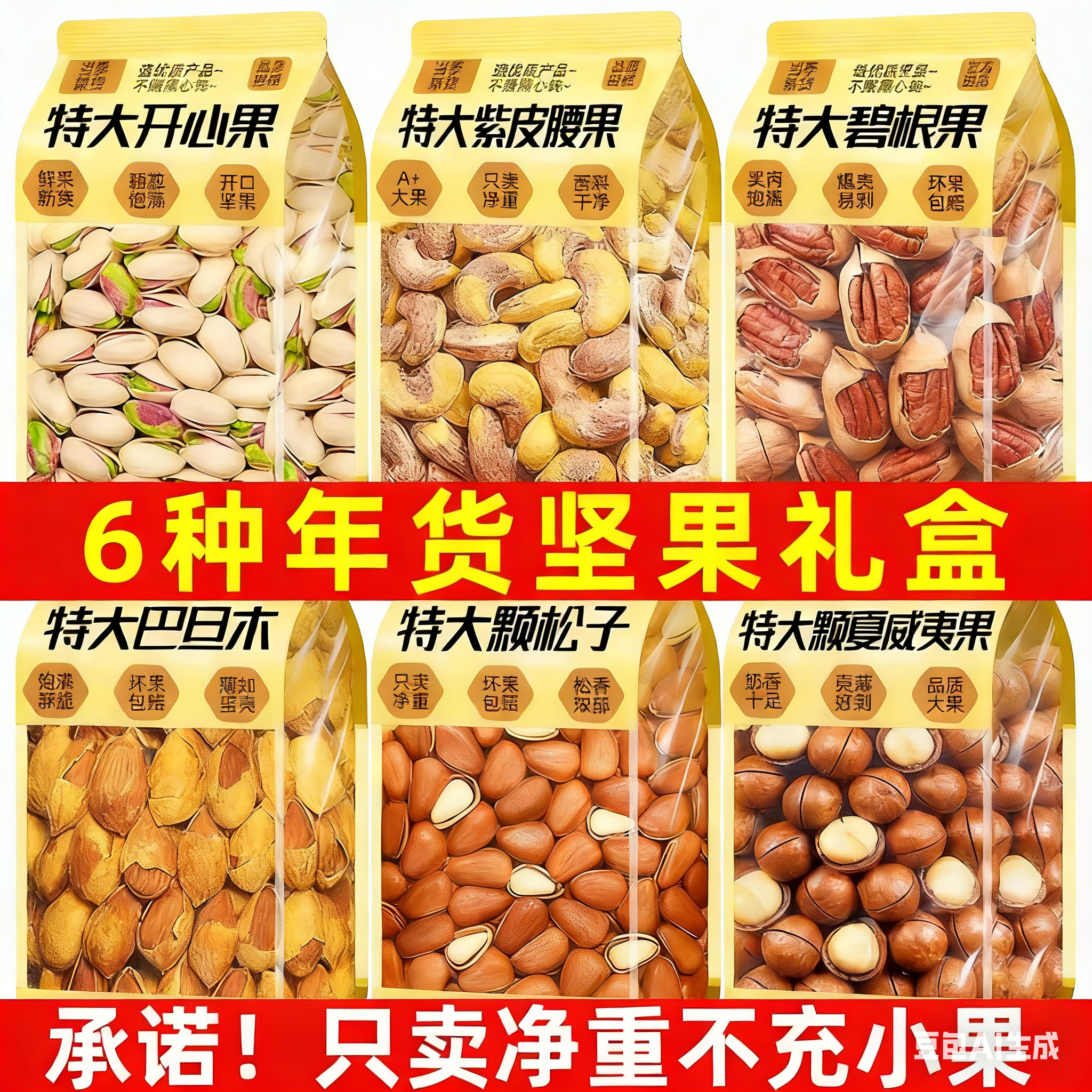 混合纯坚果干零食正官品方旗舰店原味年货组合大全批发礼盒孕妇