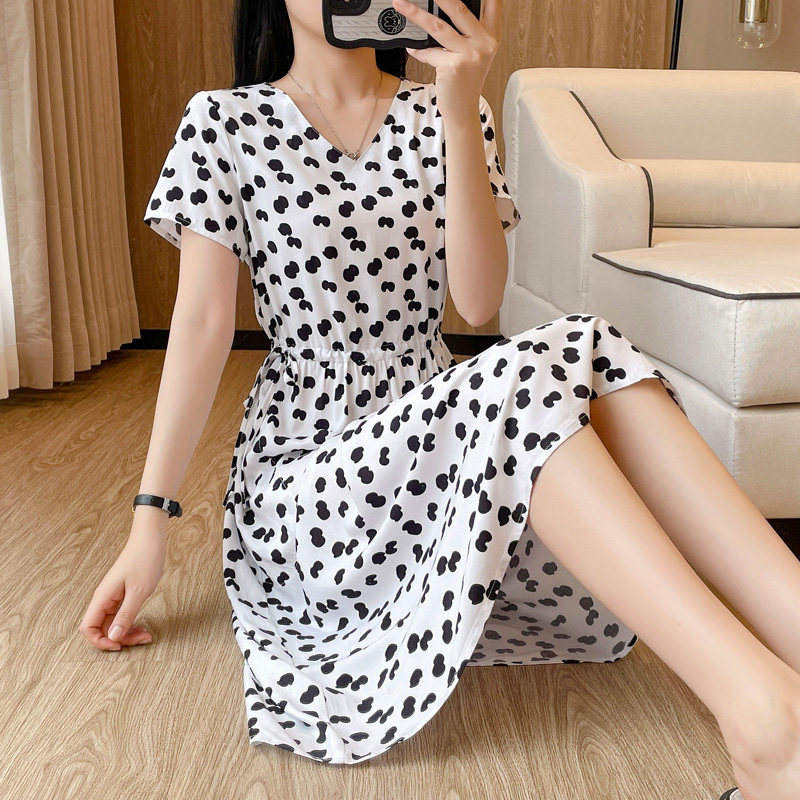 女装 小花柄ボタニカル半袖ウエストギャザーワンピース