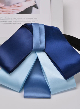 领结领花头花蓝色套装银行邮政信用社职业工作上班高档衬衣领配饰