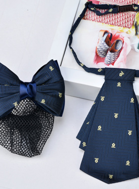 领带男拉链女头花套装银行领结免打结免系工装衬衫职业经理上班用