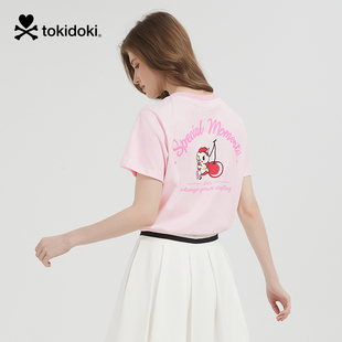 tokidoki2025春季新款箱型截短扎染短袖T恤女款上衣宽松百搭