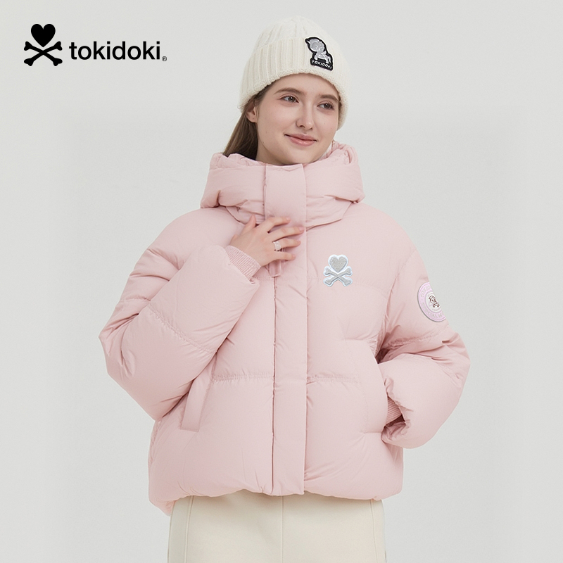 tokidoki2025冬季新款宽松短款连帽羽绒服女款时尚百搭外套